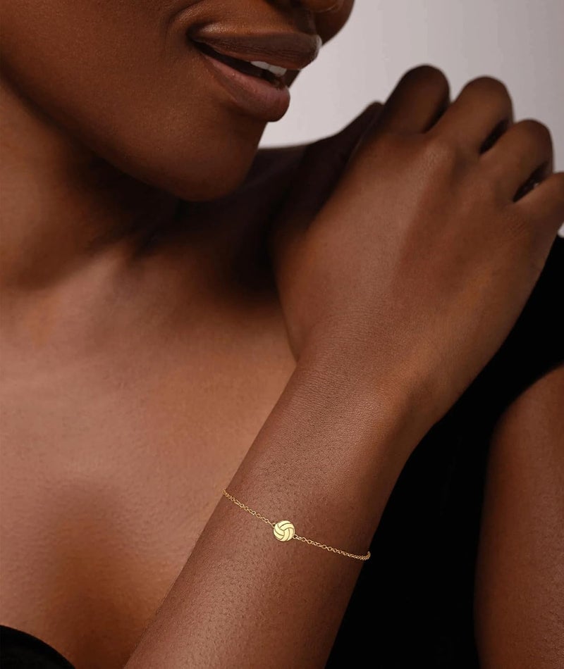 Ascona Dainty Gold Softball/Football/Basketball/Volleyball/Soccer Bracelets for Women Trendy,14K Gold Plated Charm Bracelet With Heart Cute Sport Accessories Jewelry for Friend Team Adjustable Birthday Valentine's Day Gift - Image 3